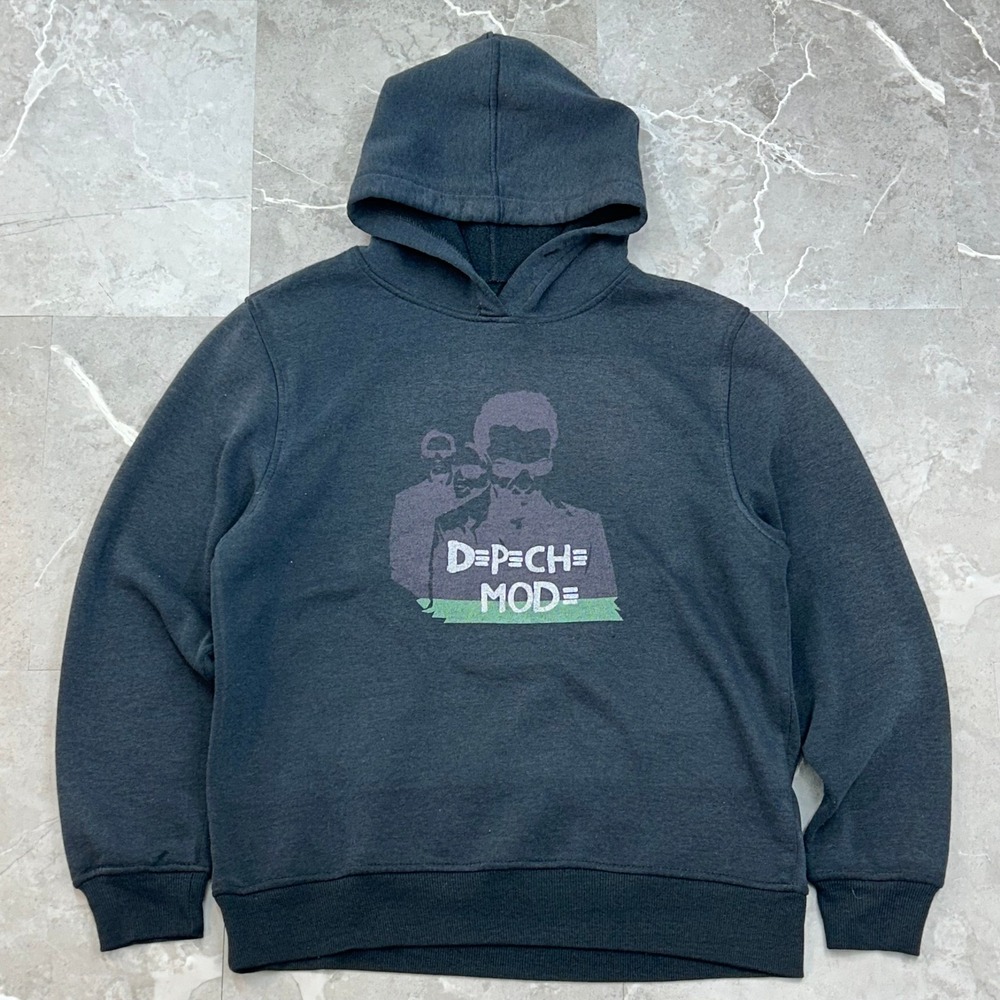 Vintage Depeche Mode Tour Hoodie Mens Small Faded Pullover Sweatshirt Synth Rock